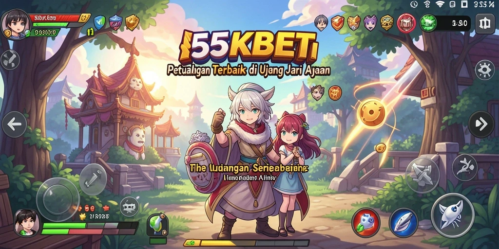 Tampilan aksi seru dalam 55KBET, penuh dengan karakter anime yang menarik.