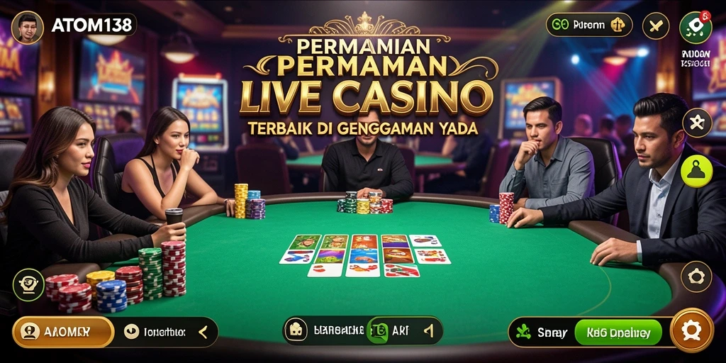 Tampilan gameplay Live Casino yang menegangkan dalam ATOM138.