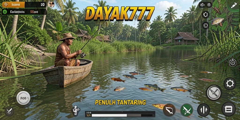 Screenshot menarik dari gameplay DAYAK777 dengan aksi memancing seru.