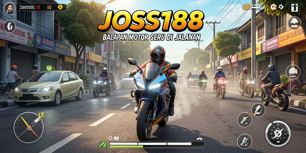 Gameplay seru dalam balapan motor yang mendebarkan.