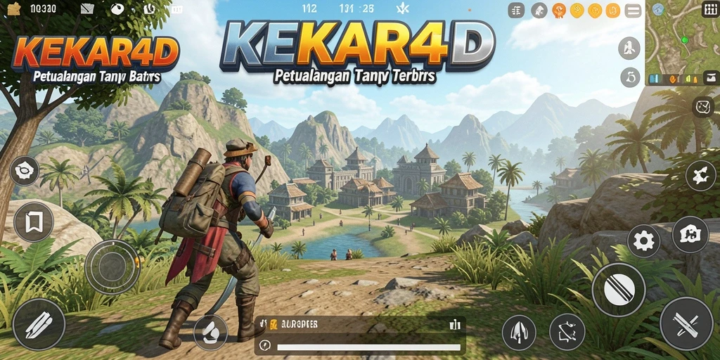 Tampilan gameplay yang menakjubkan dalam KEKAR4D, menunjukkan dunia terbuka yang luas.
