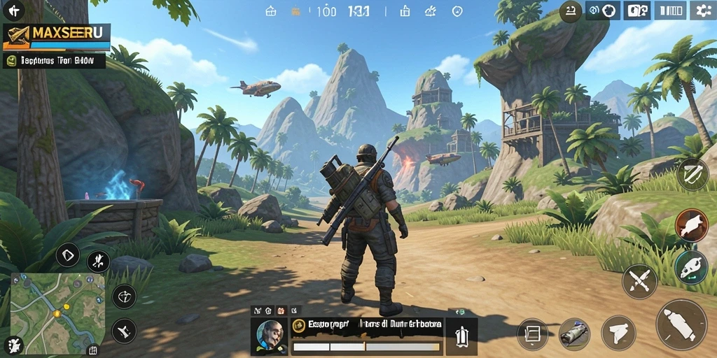 Tangkapan layar gameplay menunjukkan aksi seru di dunia terbuka MAXSERU.