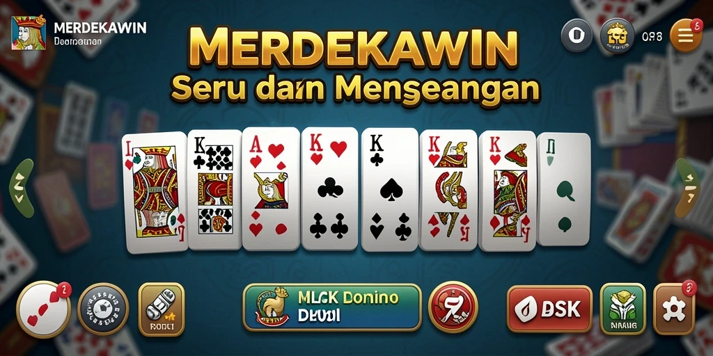 Tampilan gameplay menarik di aplikasi MERDEKAWIN dengan domino yang mengesankan.