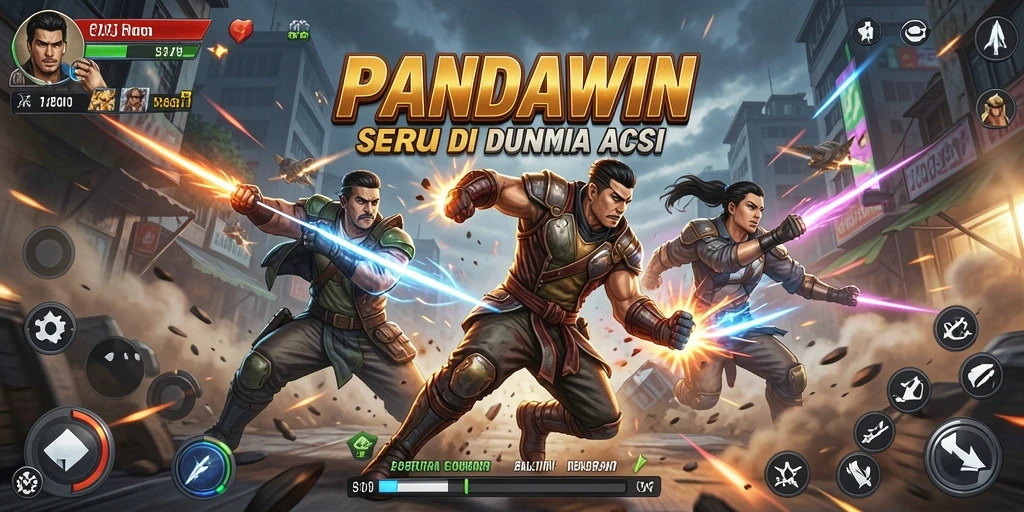 Tangkapan layar PANDAWIN menunjukkan aksi pertarungan yang mendebarkan.