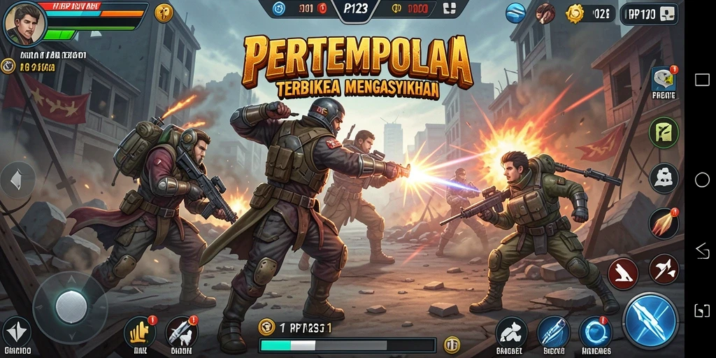 Screenshot gameplay PP123 yang menampilkan aksi Battle Royale yang mendebarkan.
