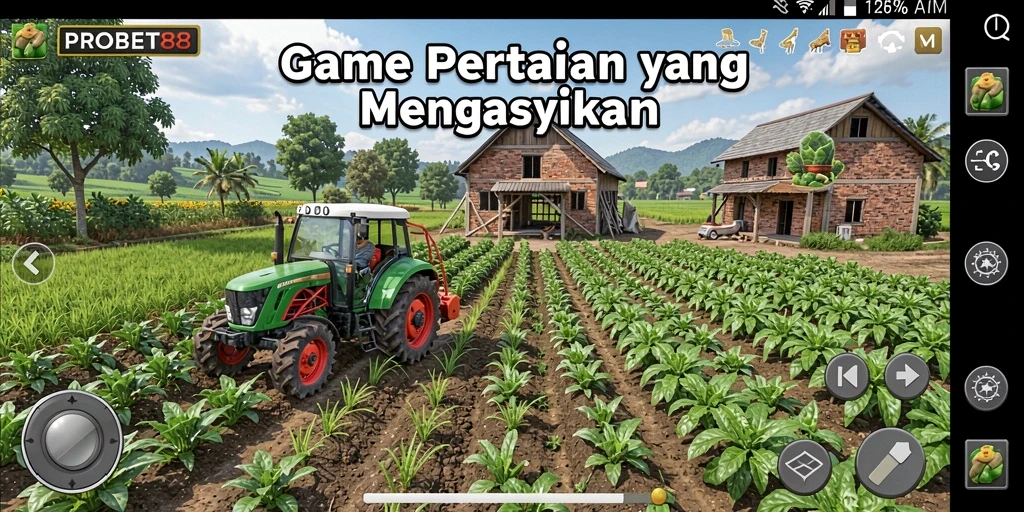 Screenshot utama <strong>PROBET88</strong> menampilkan gameplay seru bertani dengan beragam tanaman.