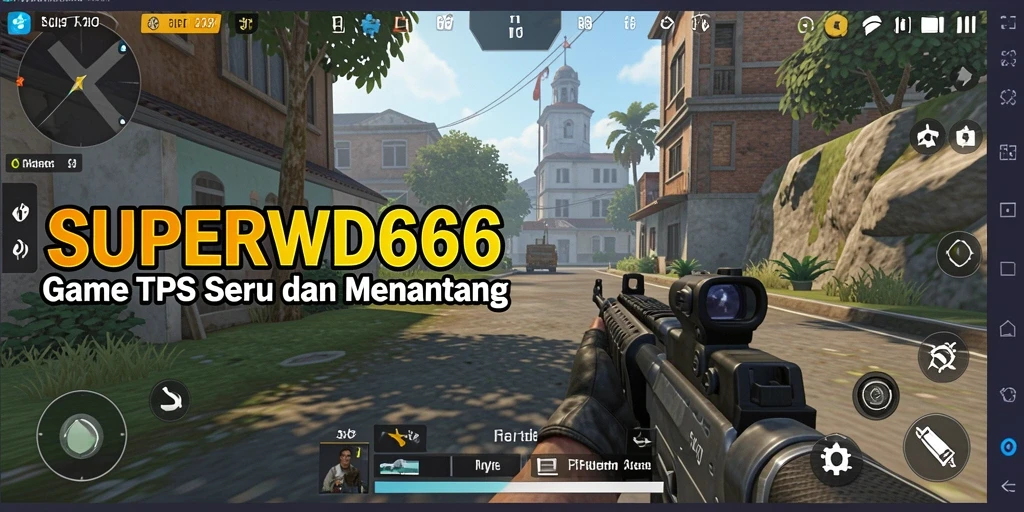 Screenshot gameplay SUPERWD666 menampilkan aksi seru dalam pertempuran TPS.
