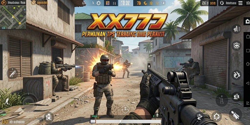 Screenshot utama XXX777 menampilkan aksi seru dalam pertarungan TPS.